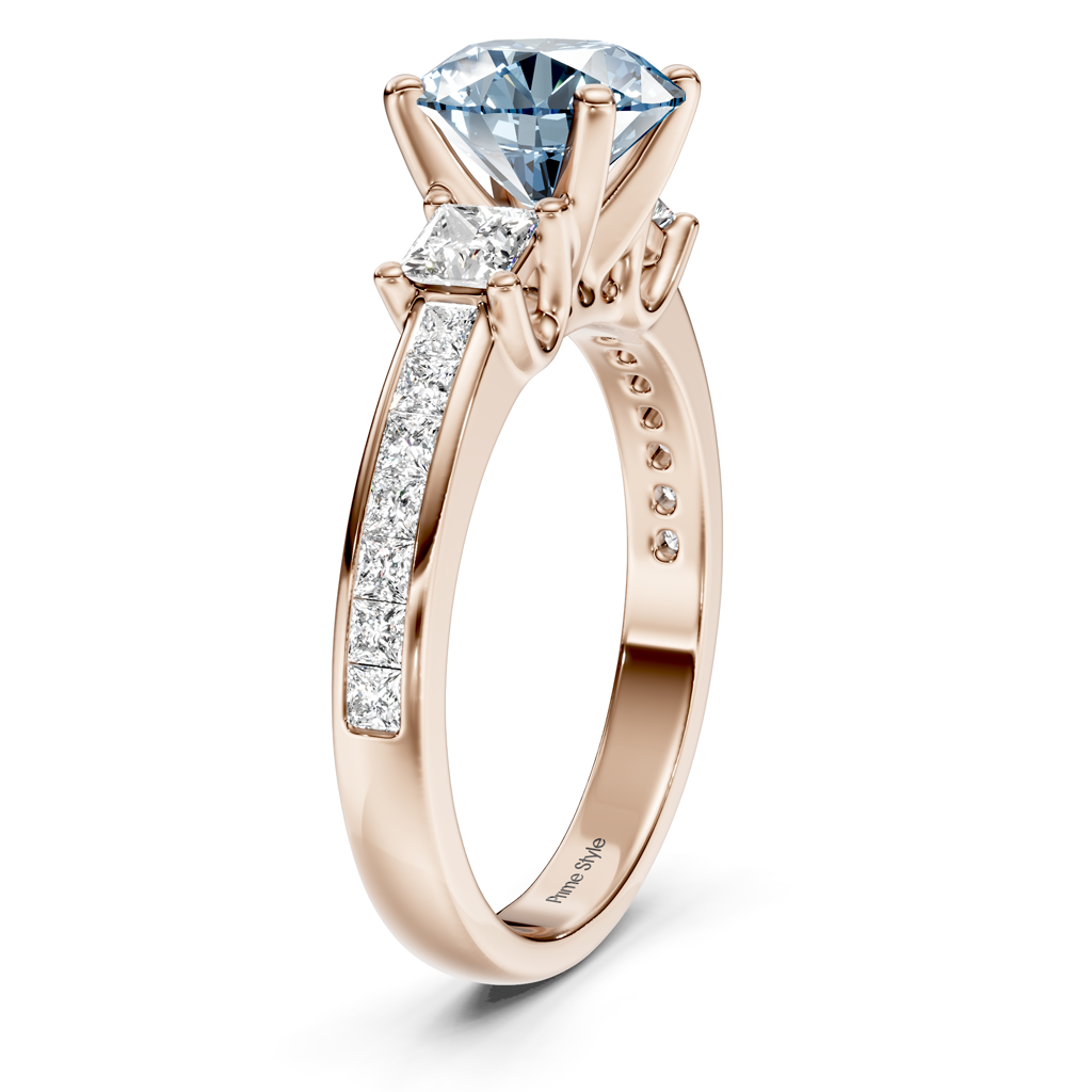 1.75-4.75 CT Princess & Round Cut Fancy Blue Diamonds - Engagement Ring