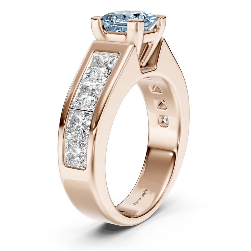 3.30-6.30 CT Princess Cut Fancy Blue Diamonds - Engagement Ring