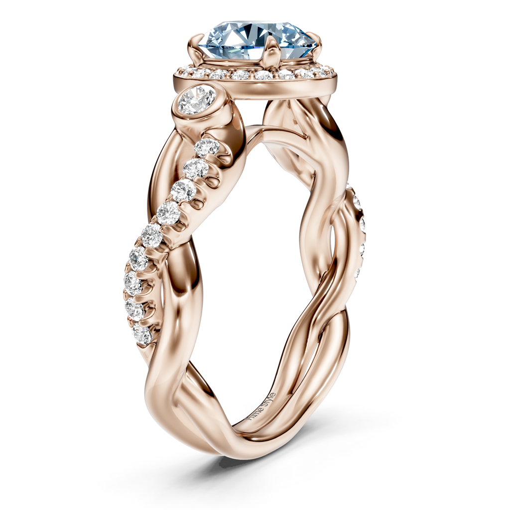 1.70-4.70 CT Princess & Round Cut Fancy Blue Diamonds - Engagement Ring