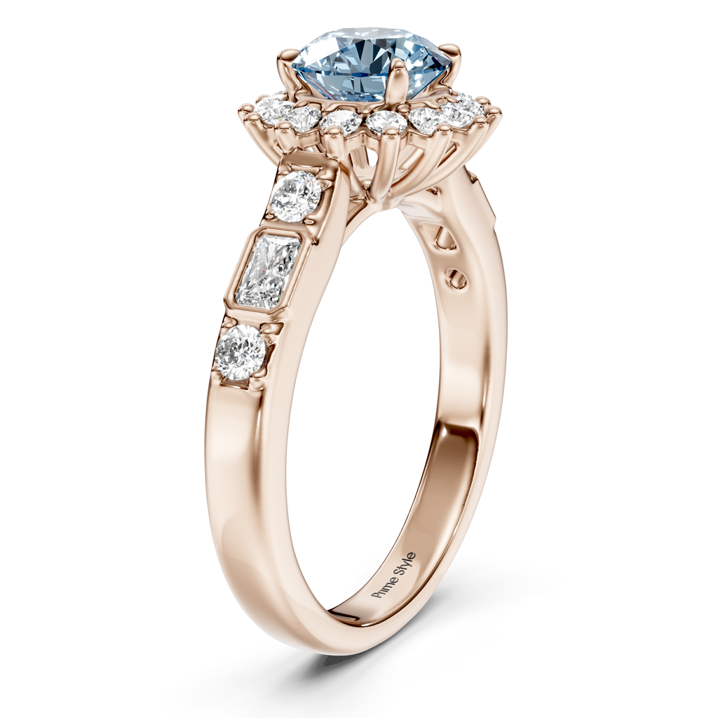 1.57-4.57 CT Radiant & Round Cut Fancy Blue Diamonds - Engagement Ring