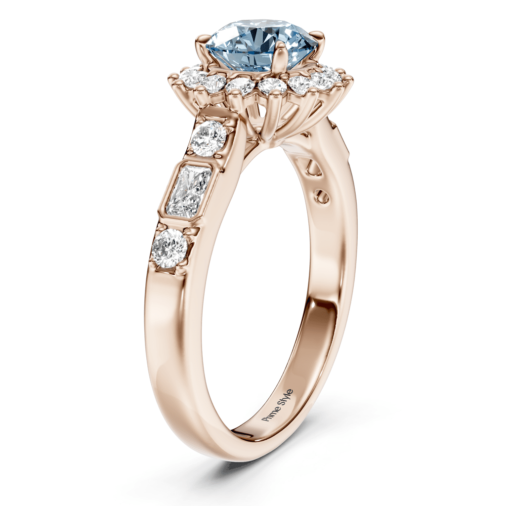 1.57 - 4.57 CT Radiant & Round Cut Fancy Blue Diamonds - Engagement Ring - Primestyle.com