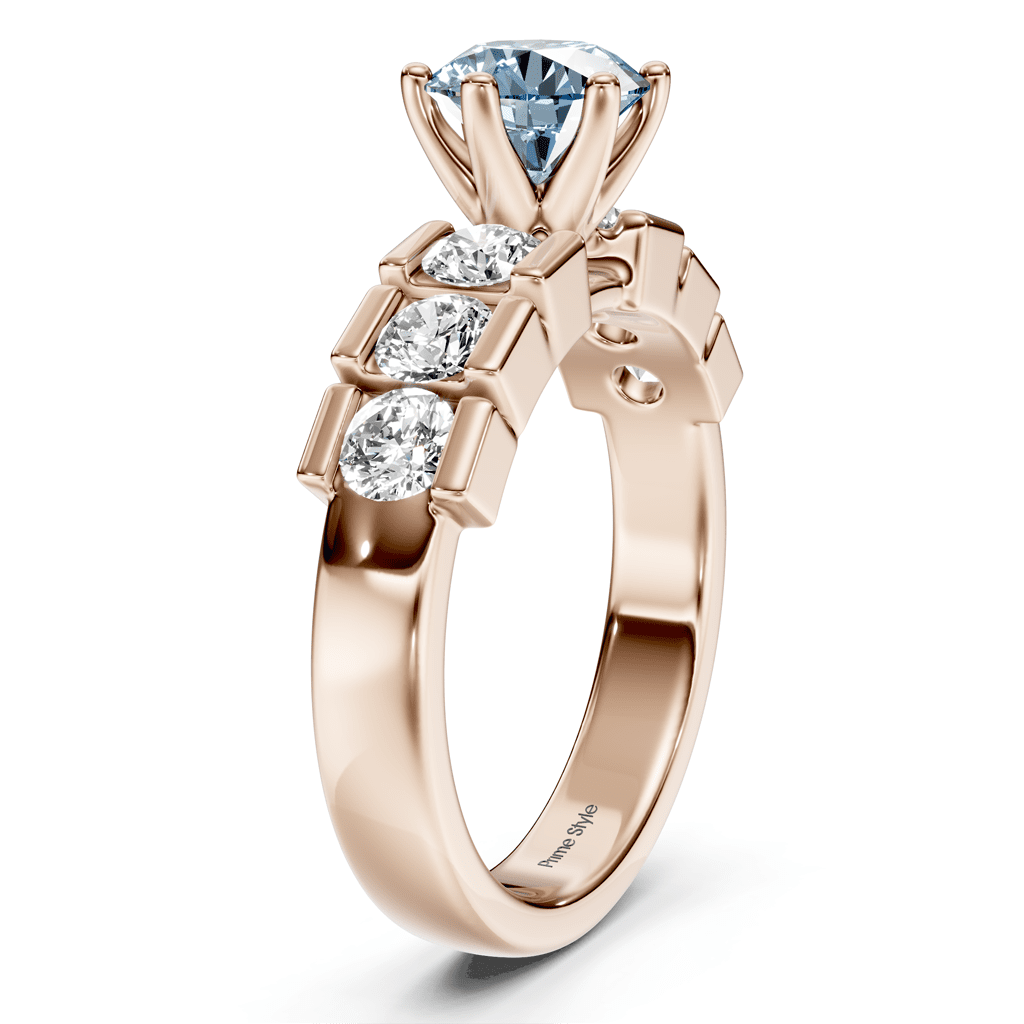 1.85 - 4.85 CT Round Cut Fancy Blue Diamonds - Engagement Ring - Primestyle.com