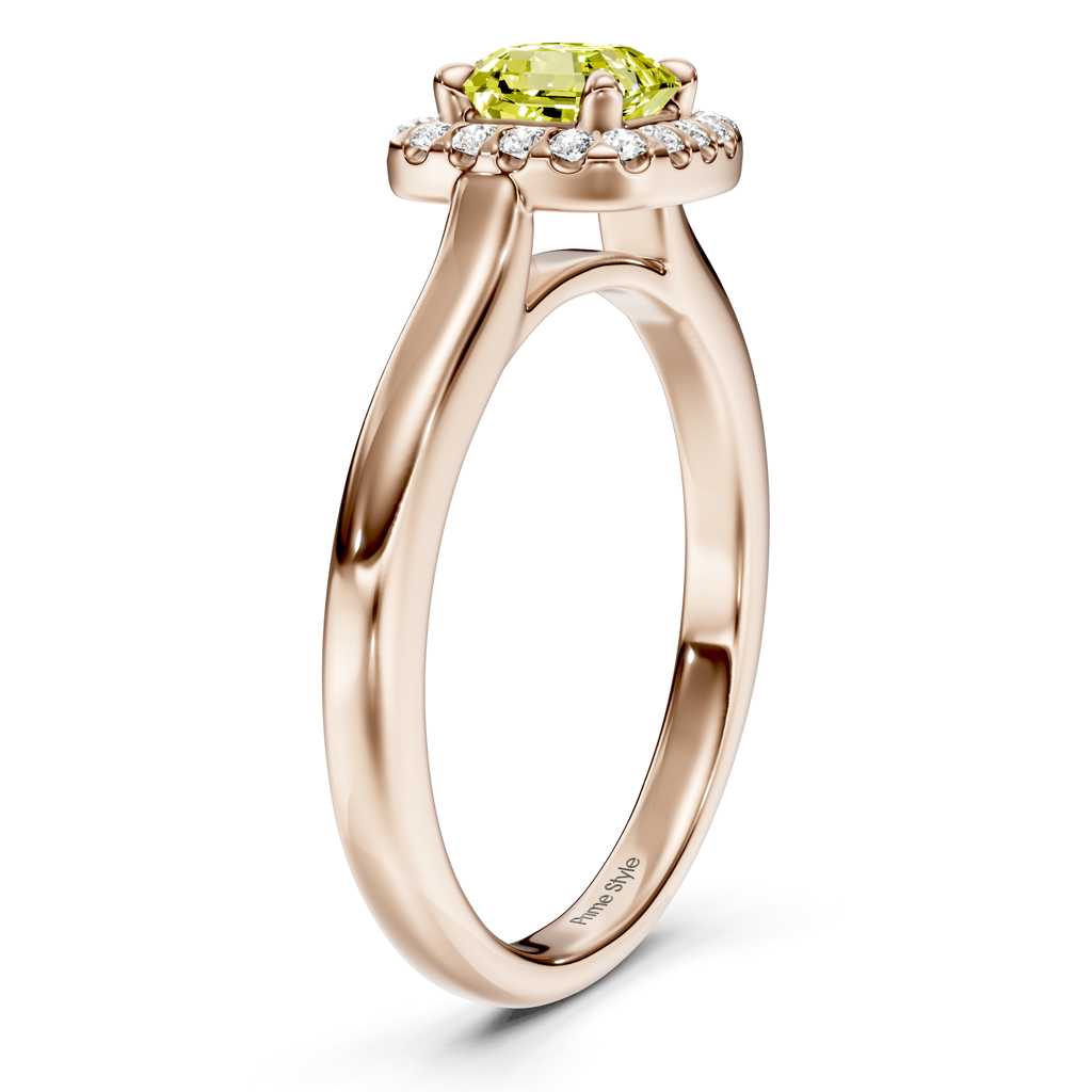 1.15-4.15 CT Ascher & Round Cut Fancy Yellow Diamonds - Engagement Ring