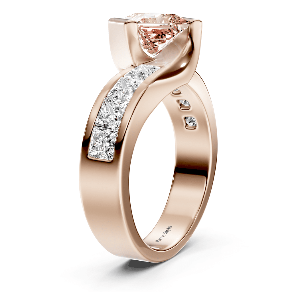 2.60-5.60 CT Princess Cut Fancy Pink Diamonds - Engagement Ring