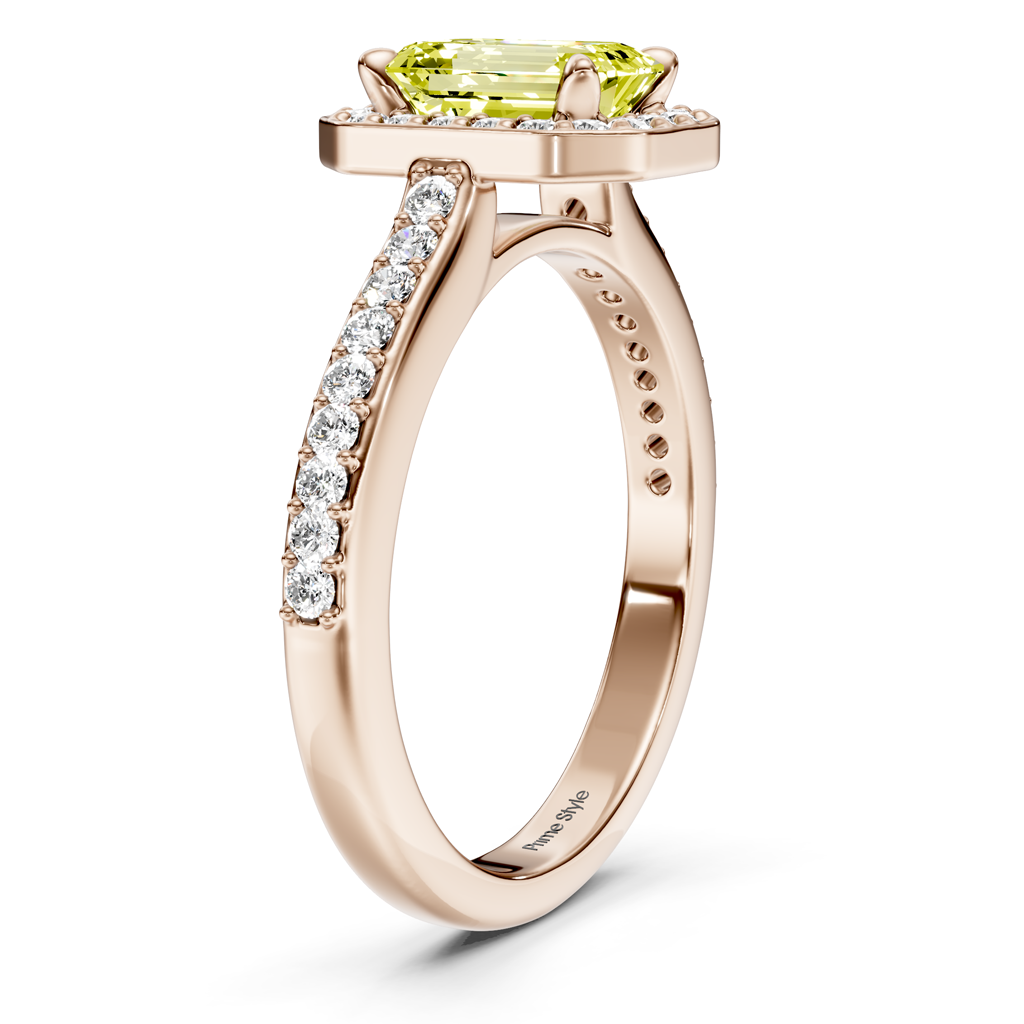 1.30-4.30 CT Emerald & Round Cut Fancy Yellow Diamonds - Engagement Ring