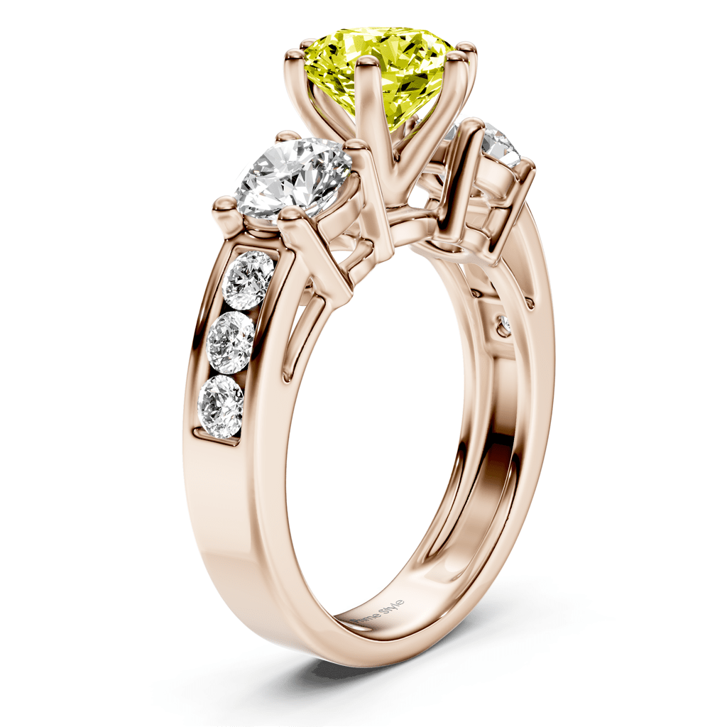 1.80 - 4.80 CT Princess & Round Cut Fancy Yellow Diamonds - Engagement Ring - Primestyle.com