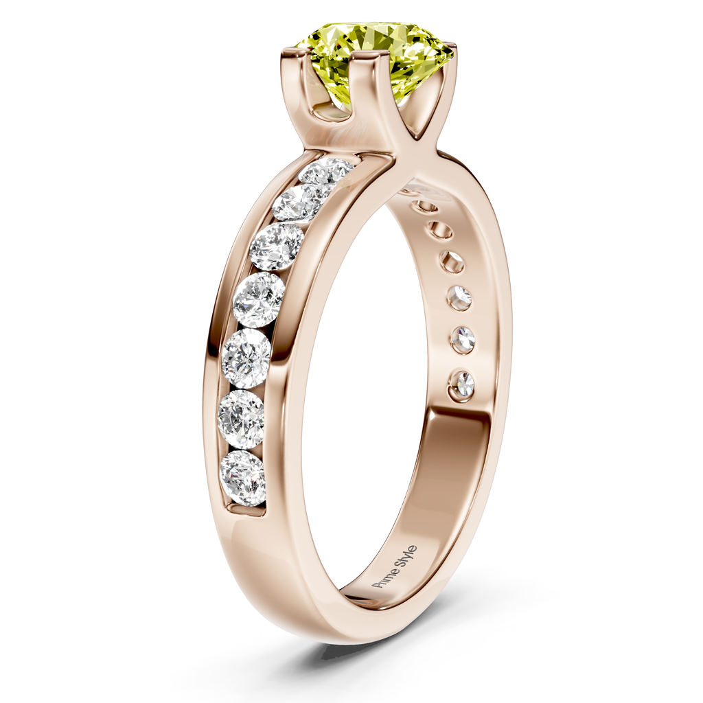 1.60-4.60 CT Round Cut Fancy Yellow Diamonds - Engagement Ring