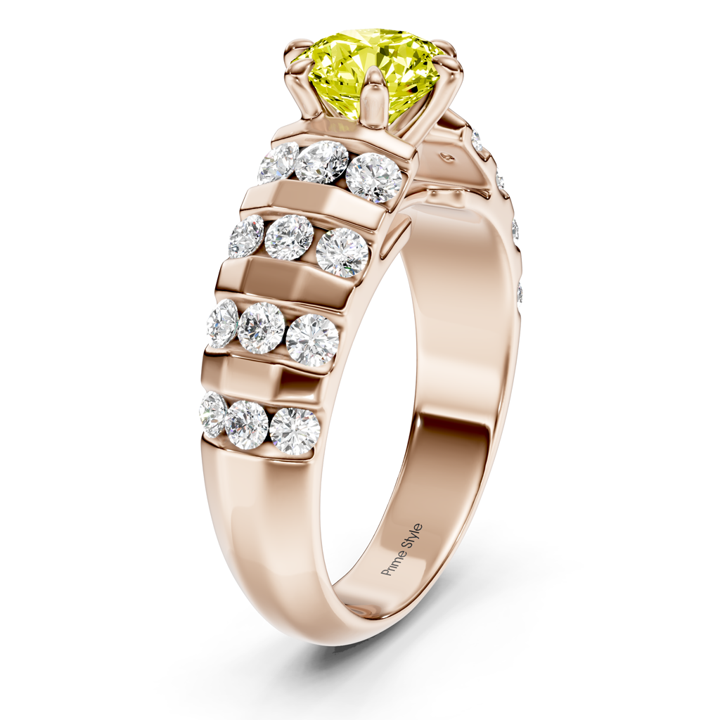 1.75-4.75 CT Round Cut Fancy Yellow Diamonds - Engagement Ring