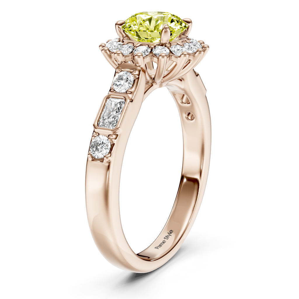 1.57-4.57 CT Radiant & Round Cut Fancy Yellow Diamonds - Engagement Ring