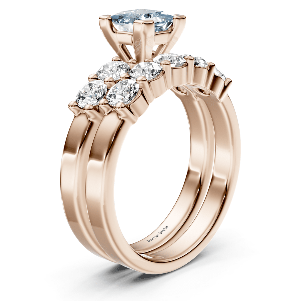 2.40-5.40 CT Princess & Round Cut Fancy Blue Diamonds - Bridal Set