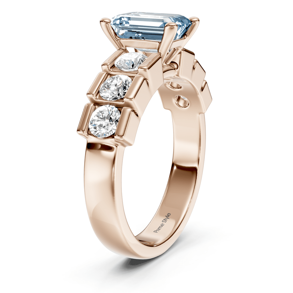 1.85-4.85 CT Princess & Round Cut Fancy Blue Diamonds - Engagement Ring