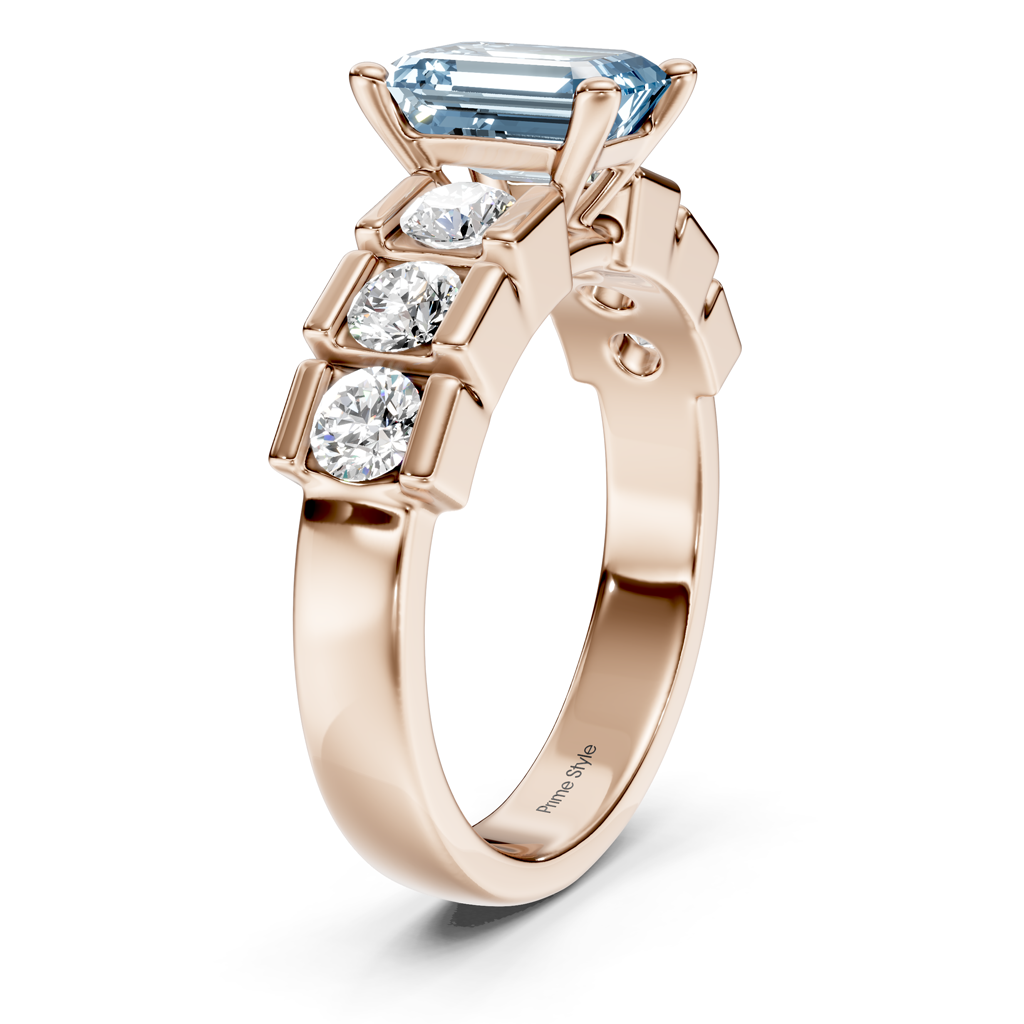 1.85-4.85 CT Princess & Round Cut Fancy Blue Diamonds - Engagement Ring