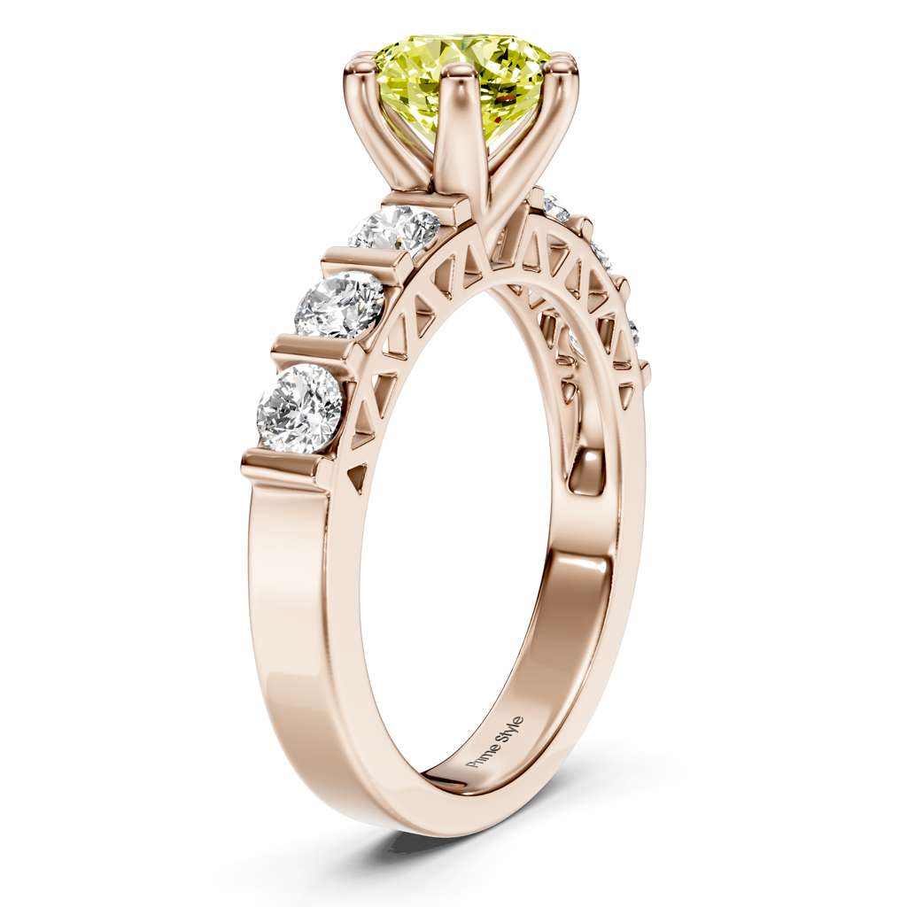 1.60-4.60 CT Round Cut Fancy Yellow Diamonds - Engagement Ring