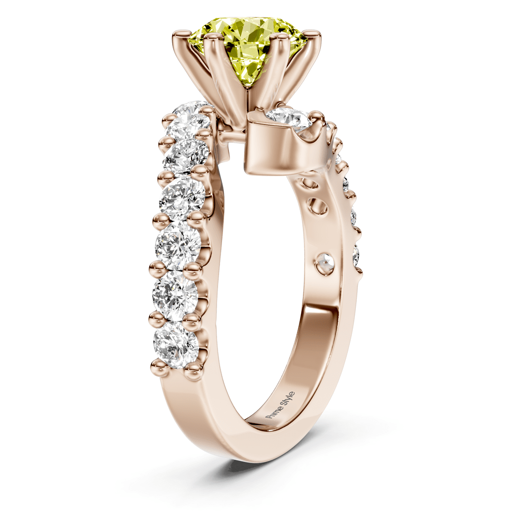 2.30 - 5.30 CT Emerald & Round Cut Fancy Yellow Diamonds - Engagement Ring - Primestyle.com