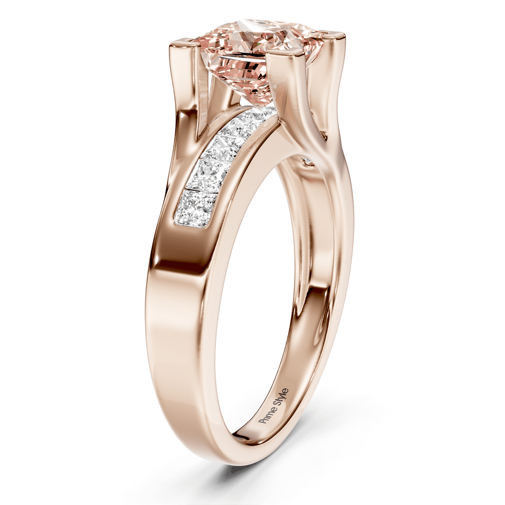 1.45 - 4.45 CT Princess Cut Fancy Pink Diamonds - Engagement Ring - Primestyle.com