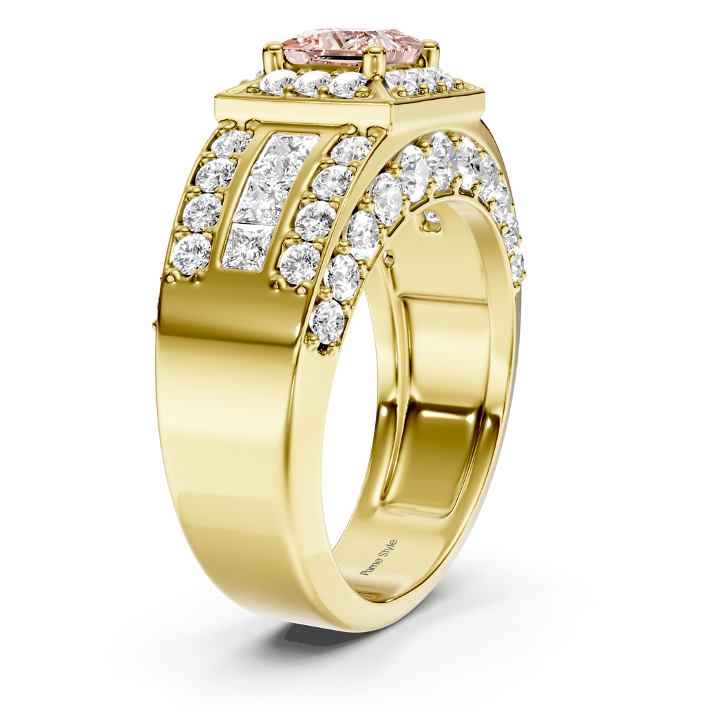 3.45-6.45 CT Princess & Round Cut Fancy Pink Diamonds - Engagement Ring