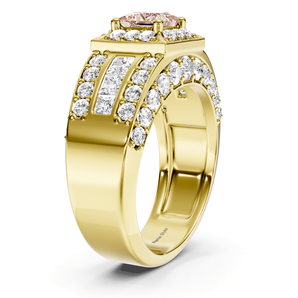 3.45-6.45 CT Princess & Round Cut Fancy Pink Diamonds - Engagement Ring