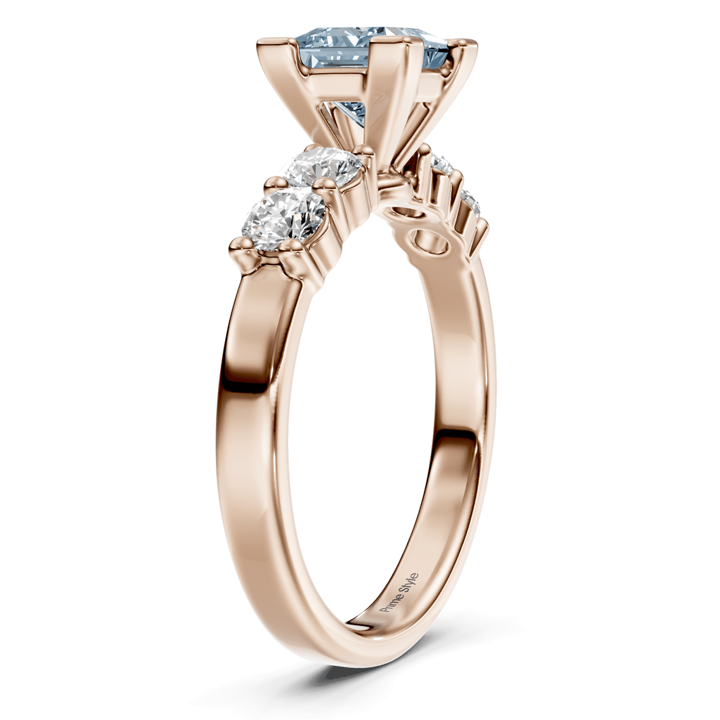 1.60-4.60 CT Princess & Round Cut Fancy Blue Diamonds - Engagement Ring