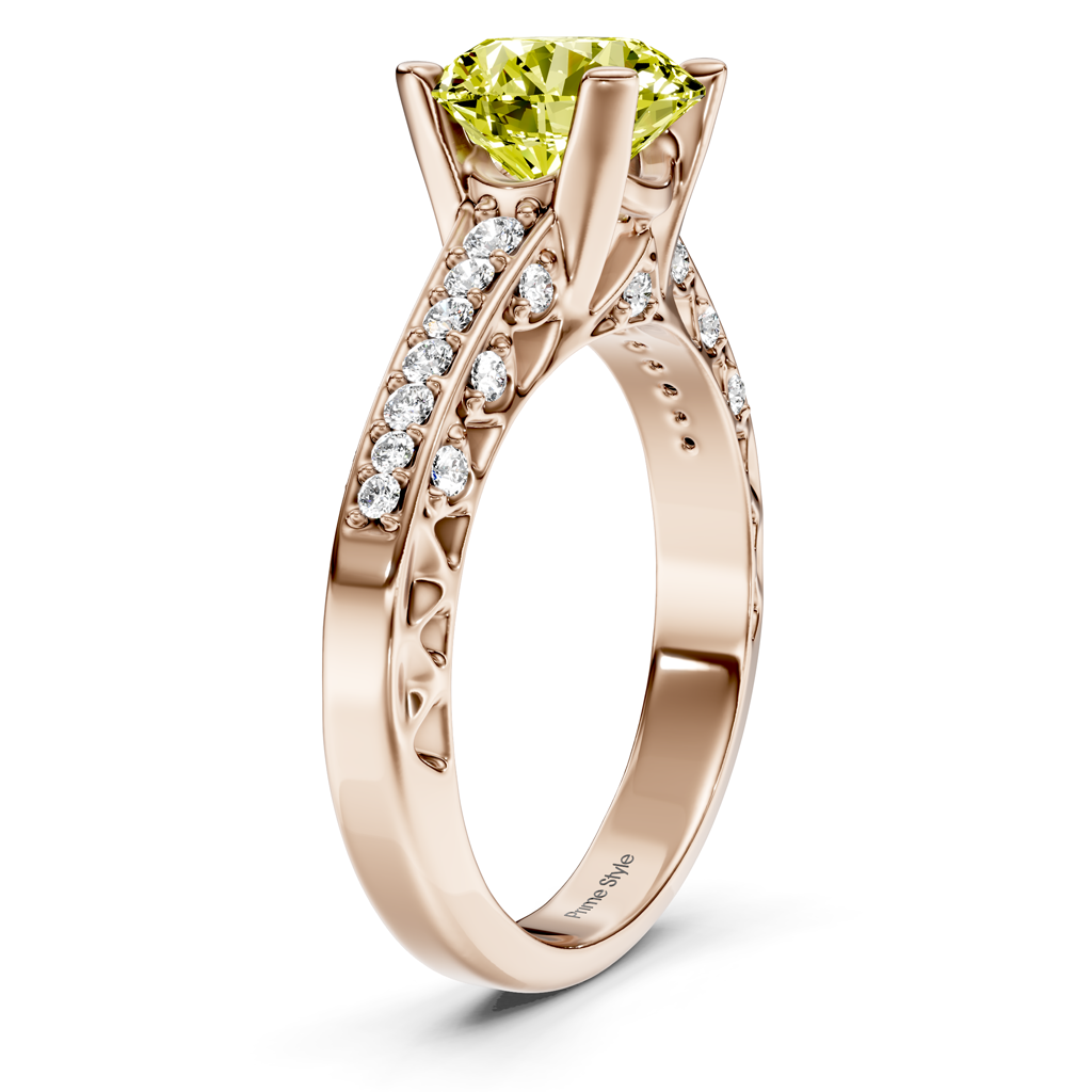 1.25-4.25 CT Round Cut Fancy Yellow Diamonds - Engagement Ring