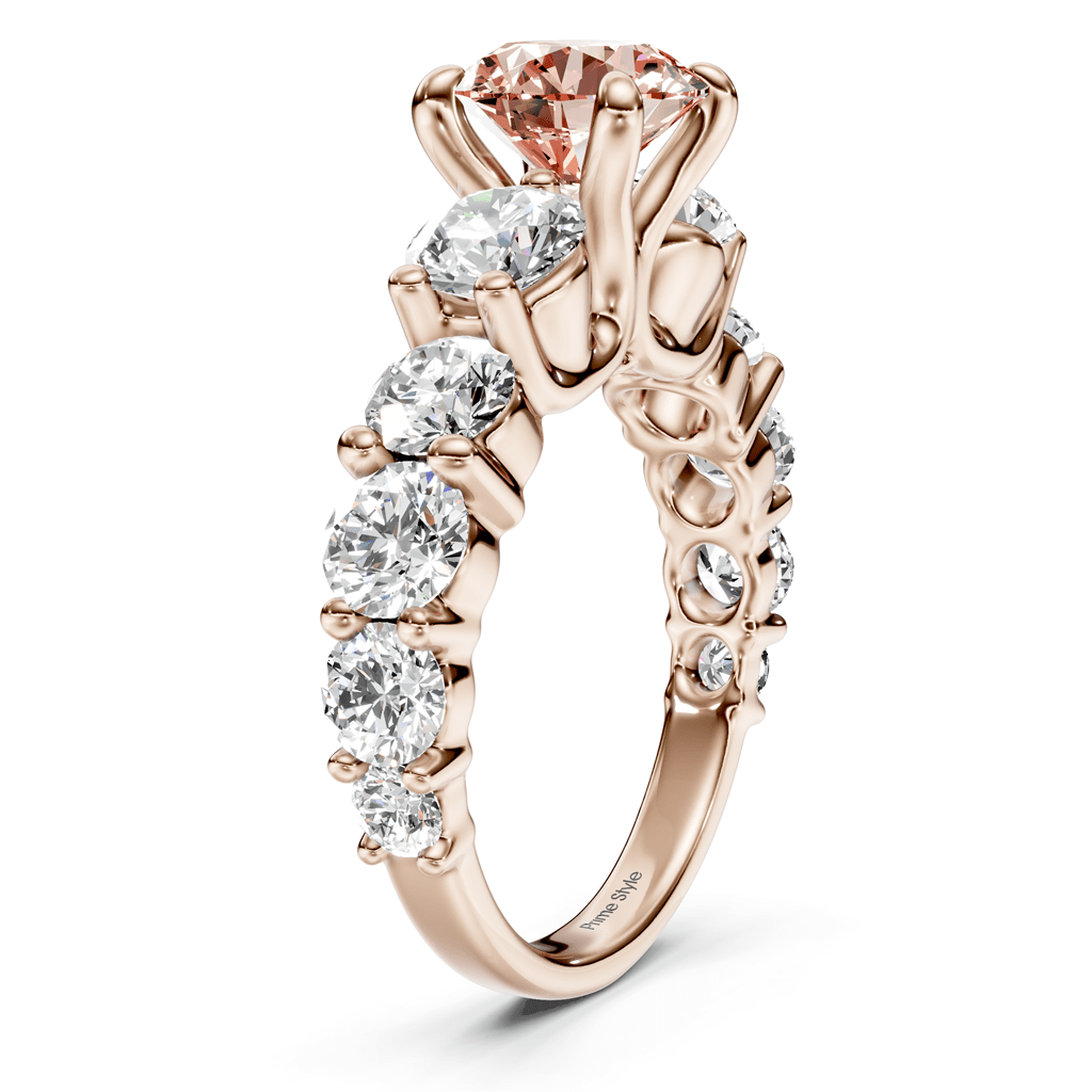 3.50-6.50 CT Round Cut Fancy Pink Diamonds - Engagement Ring