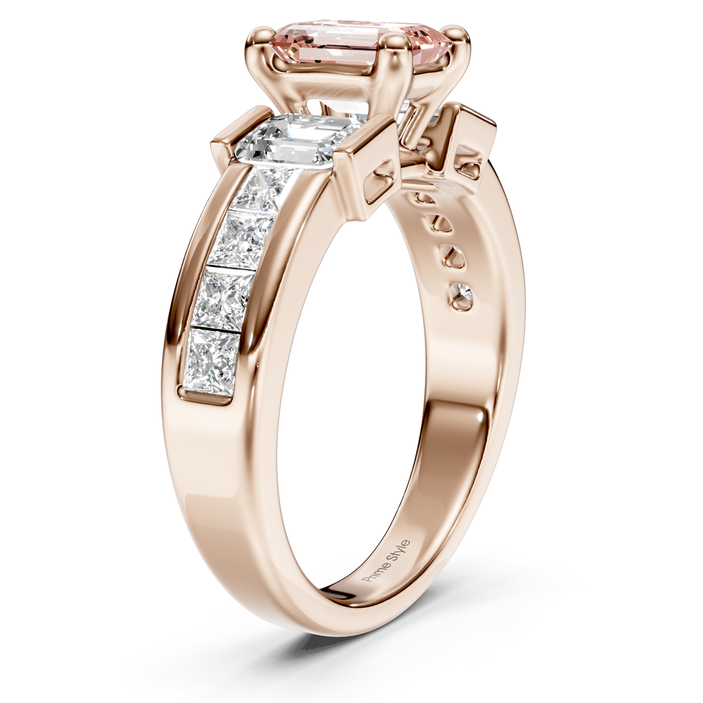 2.30-5.30 CT Emerald & Princess Cut Fancy Pink Diamonds - Engagement Ring