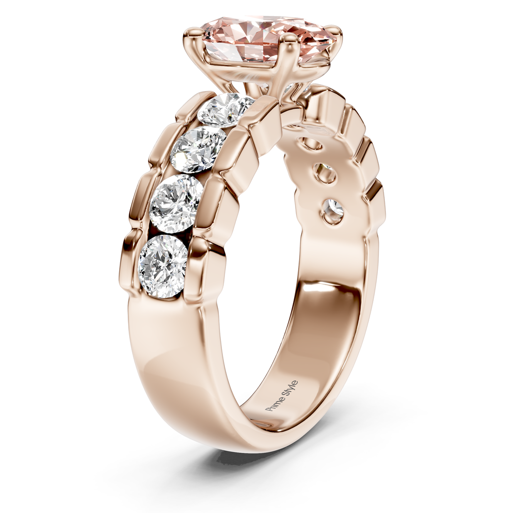 2.05-5.05 CT Oval & Round Cut Fancy Pink Diamonds - Engagement Ring