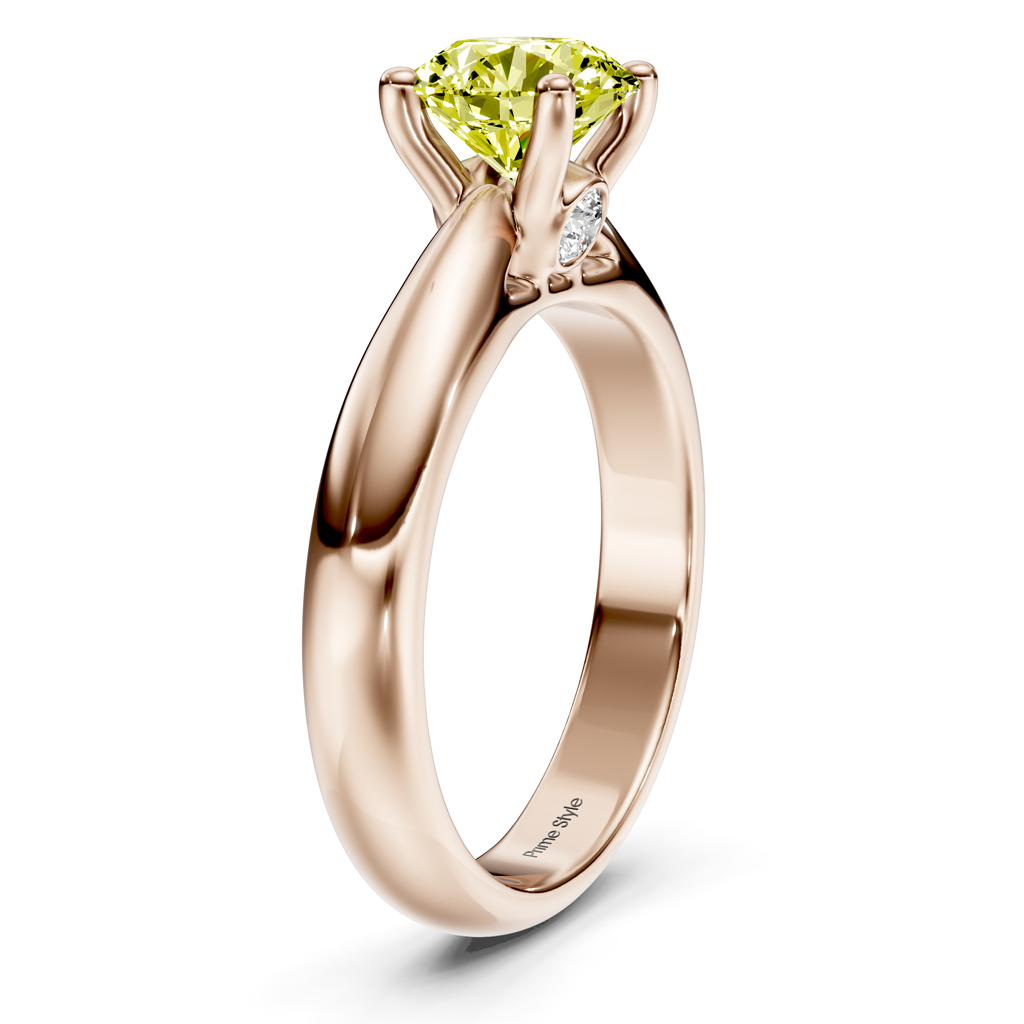 1.10-4.10 CT Round Cut Fancy Yellow Diamonds - Engagement Ring