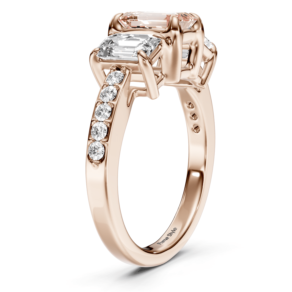 2.15-5.15 CT Emerald & Round Cut Fancy Pink Diamonds - Engagement Ring