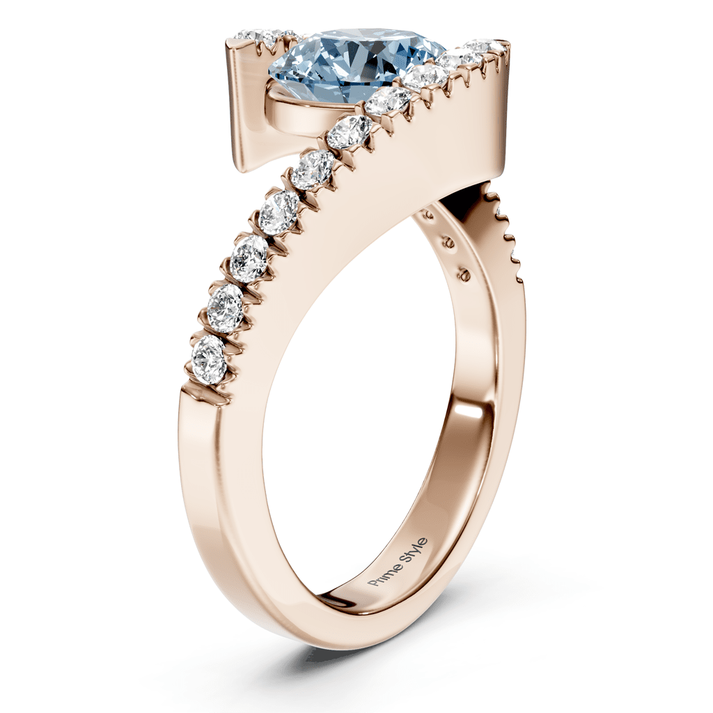 1.30 - 4.30 CT Round Cut Fancy Blue Diamonds - Engagement Ring - Primestyle.com