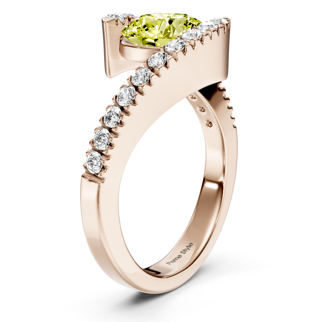 1.30-4.30 CT Round Cut Fancy Yellow Diamonds - Engagement Ring