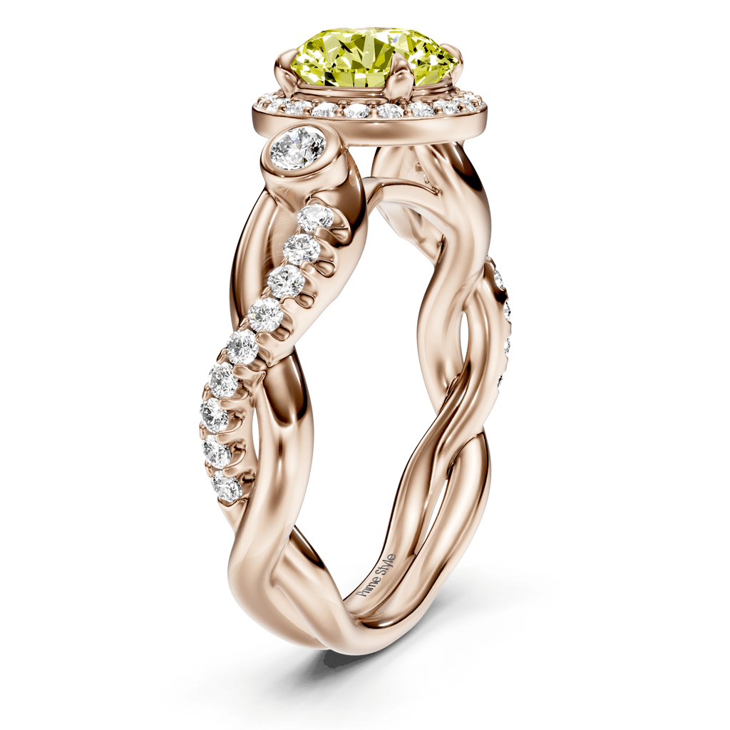 1.47 - 4.47 CT Round Cut Fancy Yellow Diamonds - Engagement Ring - Primestyle.com