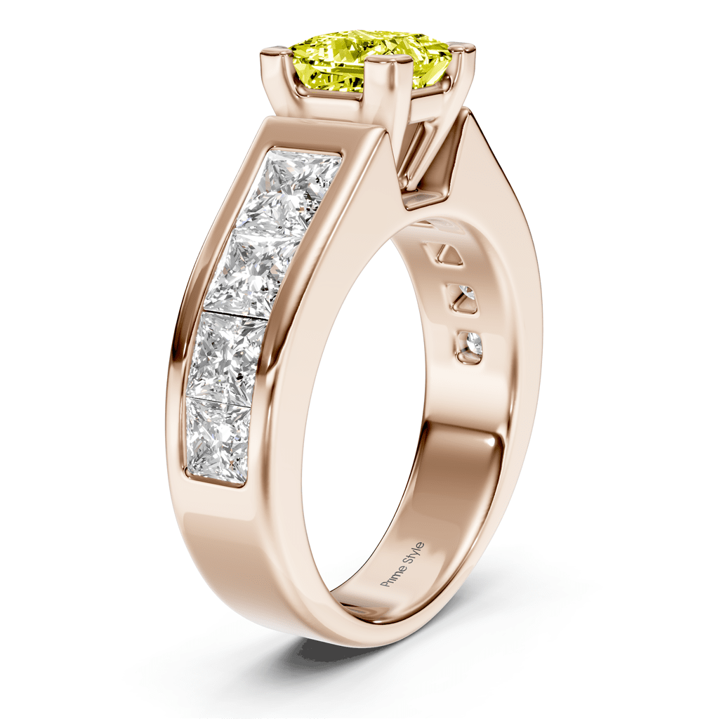 3.30 - 6.30 CT Princess Cut Fancy Yellow Diamonds - Engagement Ring - Primestyle.com