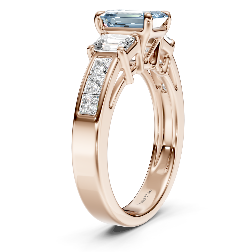 2.20-5.20 CT Emerald & Princess Cut Fancy Blue Diamonds - Engagement Ring