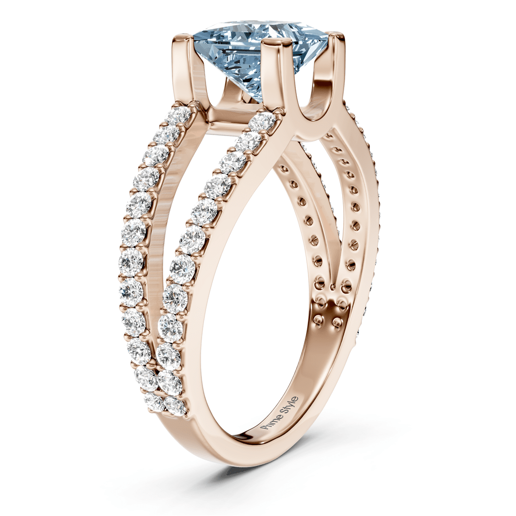 1.50-4.50 CT Princess & Round Cut Fancy Blue Diamonds - Engagement Ring