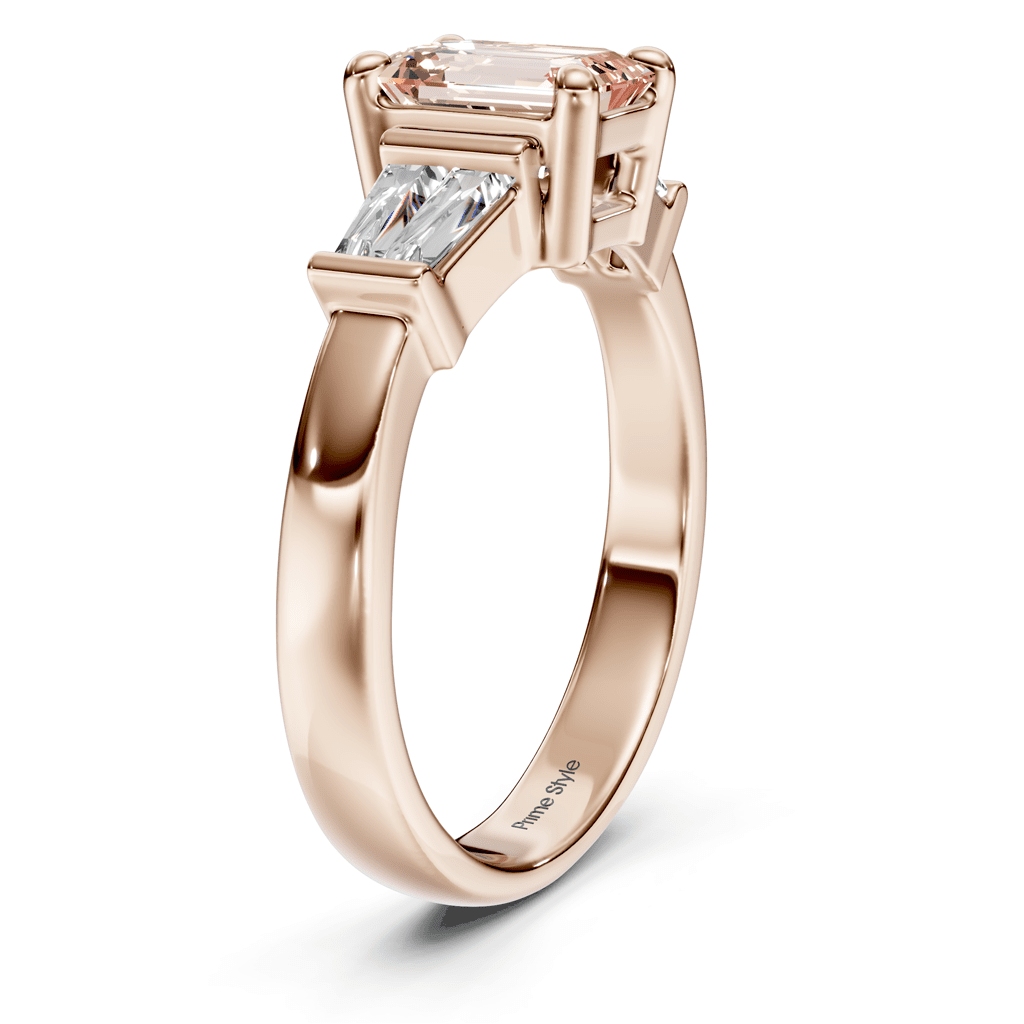 1.40 - 4.40 CT Emerald & Taper Cut Fancy Pink Diamonds - Engagement Ring - Primestyle.com