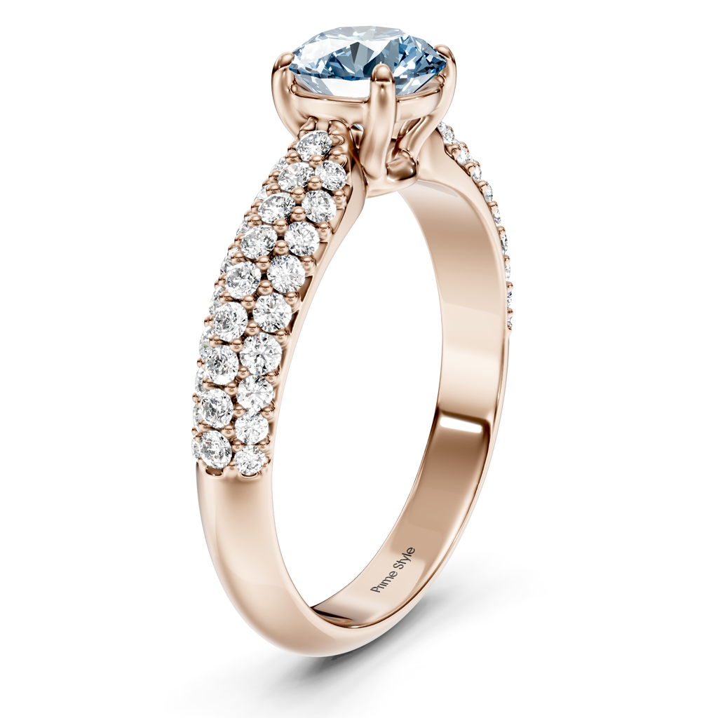 1.50-4.50 CT Round Cut Fancy Blue Diamonds - Engagement Ring