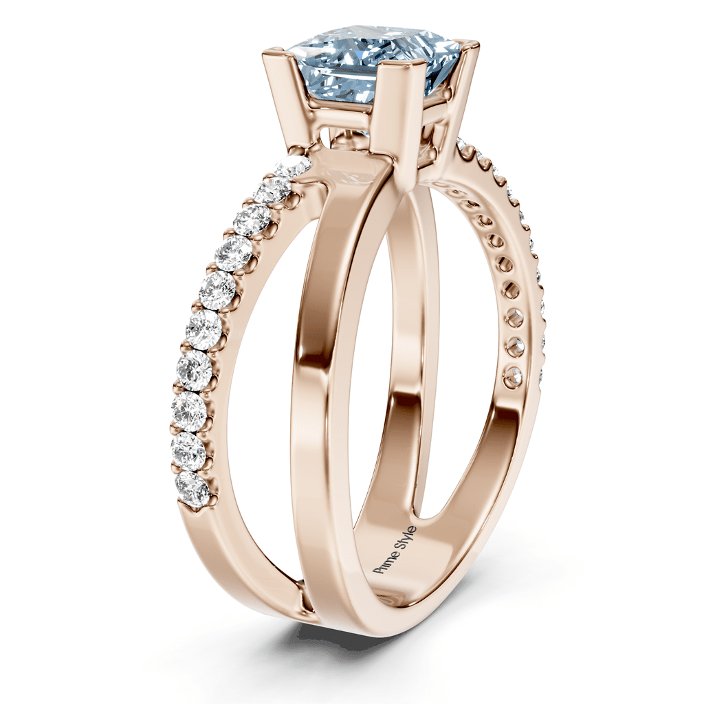 1.25 - 4.25 CT Princess & Round Cut Fancy Blue Diamonds - Engagement Ring - Primestyle.com