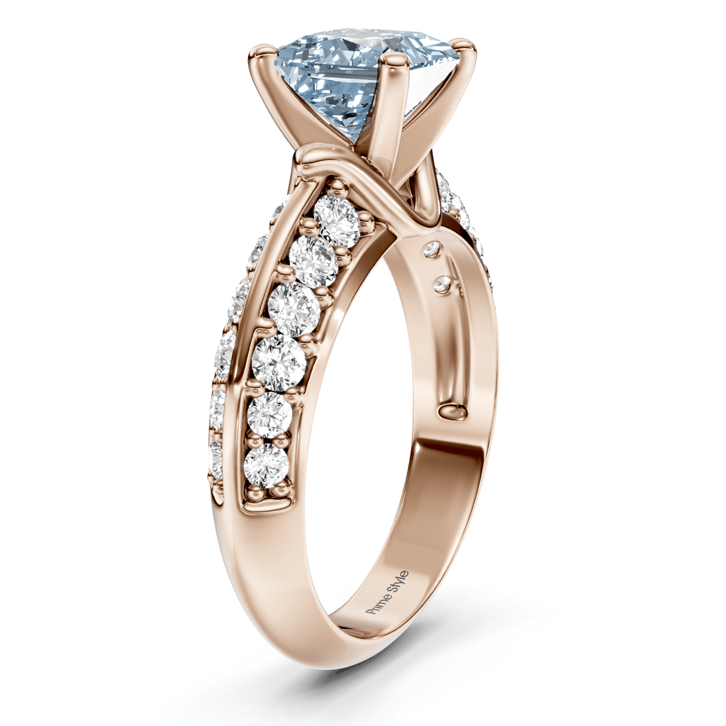 1.65 - 4.65 CT Princess & Round Cut Fancy Blue Diamonds - Engagement Ring - Primestyle.com