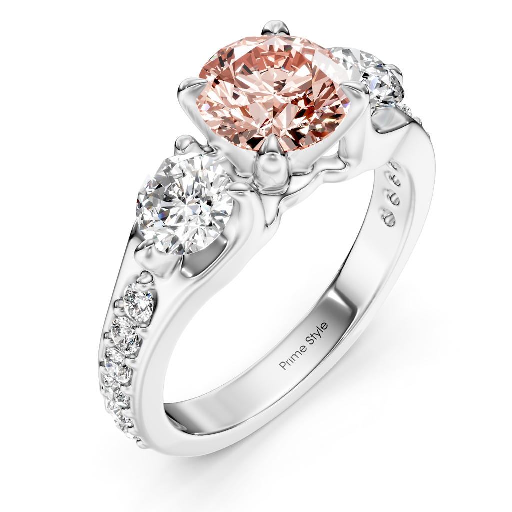 2.05-5.05 CT Round Cut Fancy Pink Diamonds - Engagement Ring
