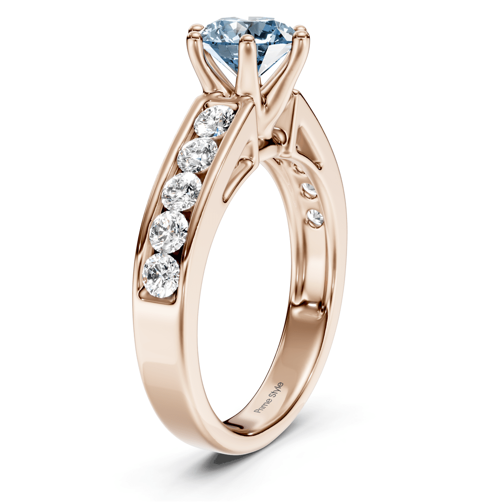 1.65 - 4.65 CT Round Cut Fancy Blue Diamonds - Engagement Ring - Primestyle.com