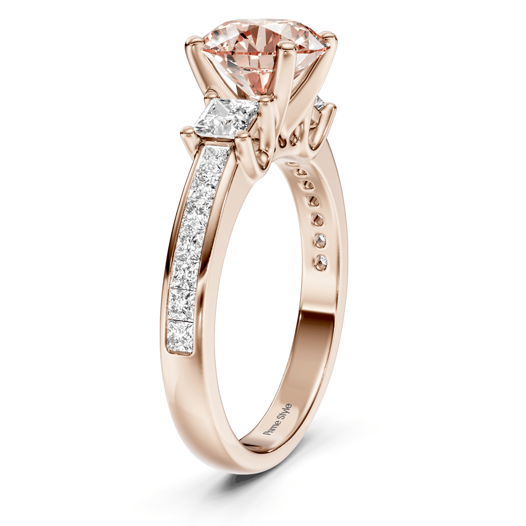 1.75 - 4.75 CT Princess & Round Cut Fancy Pink Diamonds - Engagement Ring - Primestyle.com