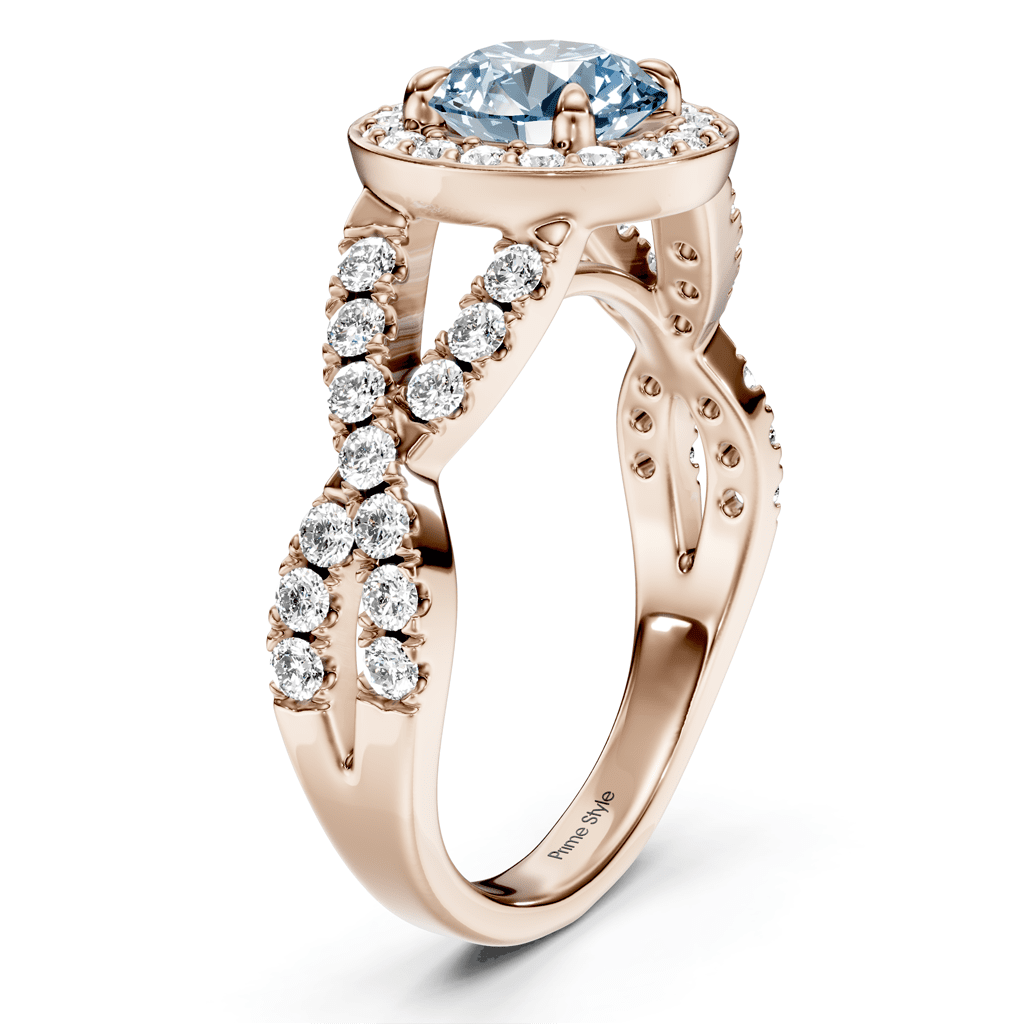 1.65-4.65 CT Round Cut Fancy Blue Diamonds - Engagement Ring