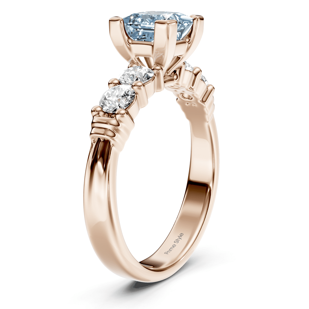 1.55 - 4.55 CT Princess & Round Cut Fancy Blue Diamonds - Engagement Ring - Primestyle.com