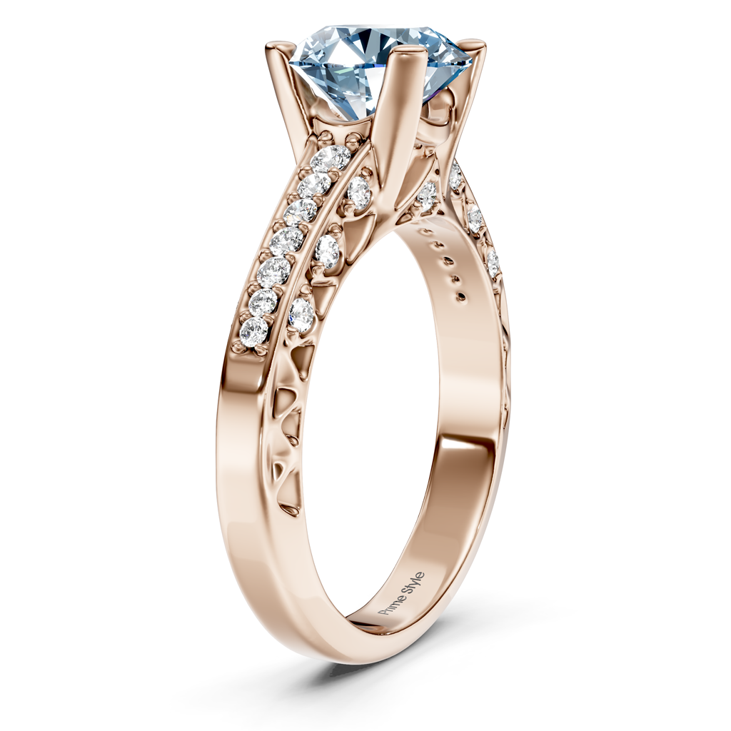 1.25-4.25 CT Round Cut Fancy Blue Diamonds - Engagement Ring