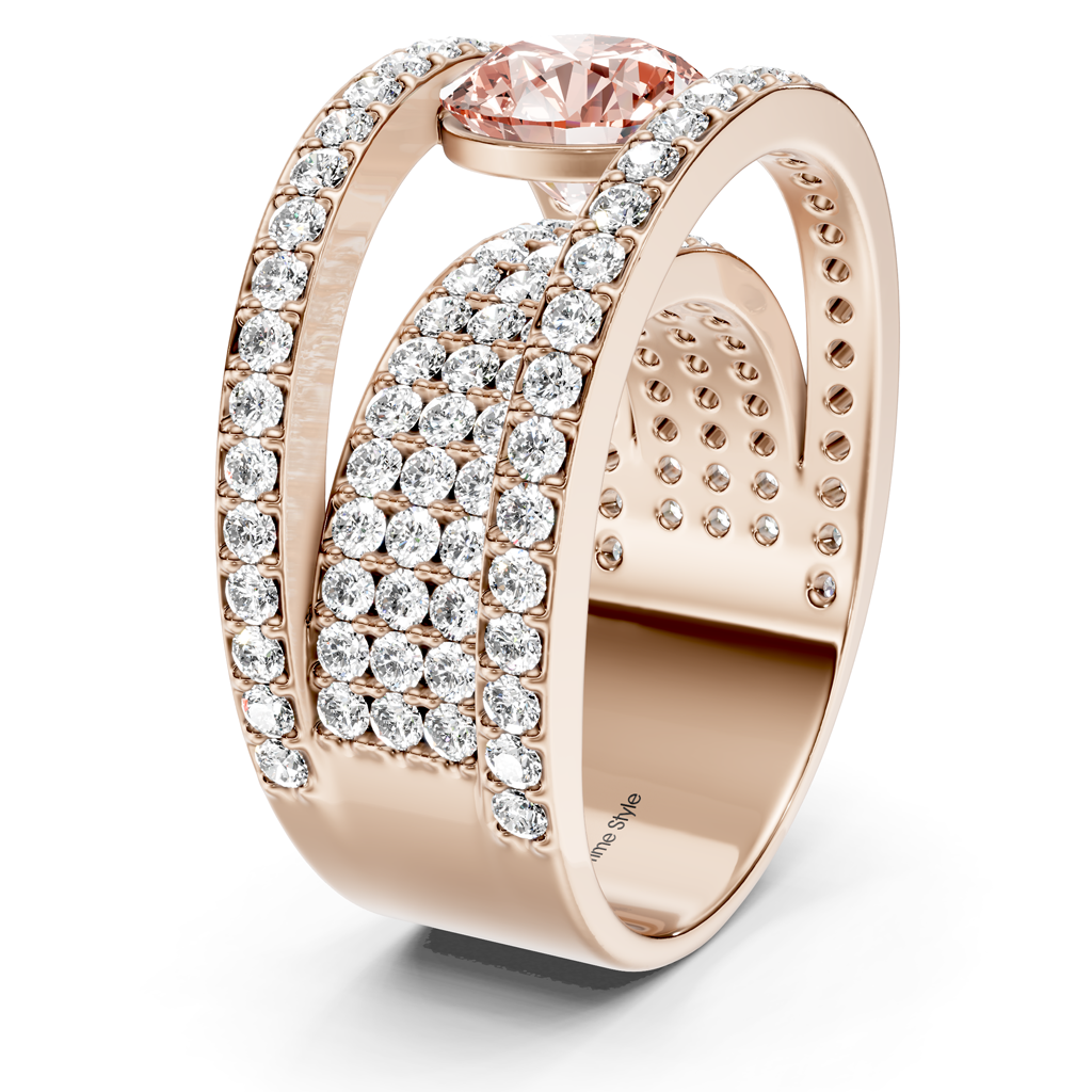 2.80-5.80 CT Round Cut Fancy Pink Diamonds - Engagement Ring