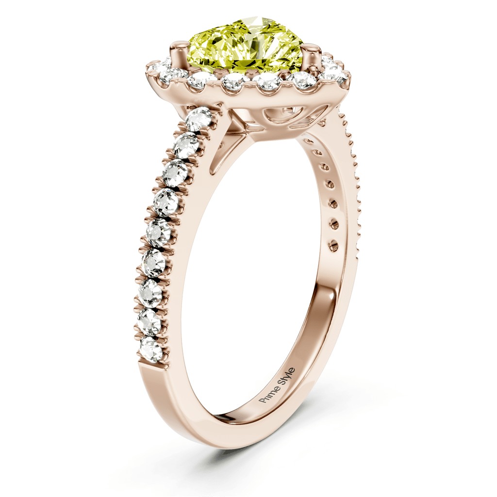 1.45-4.45 CT Heart & Round Cut Fancy Yellow Diamonds - Engagement Ring