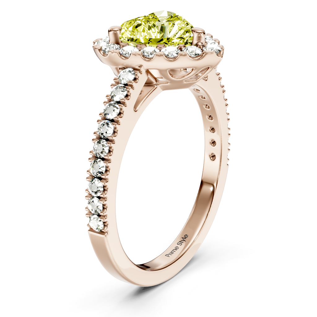 1.45-4.45 CT Heart & Round Cut Fancy Yellow Diamonds - Engagement Ring