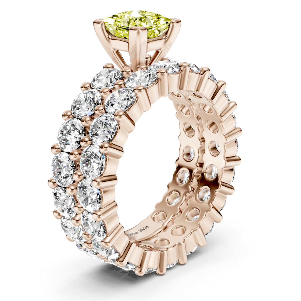 6.30-9.30 CT Princess & Round Cut Fancy Yellow Diamonds - Bridal Set