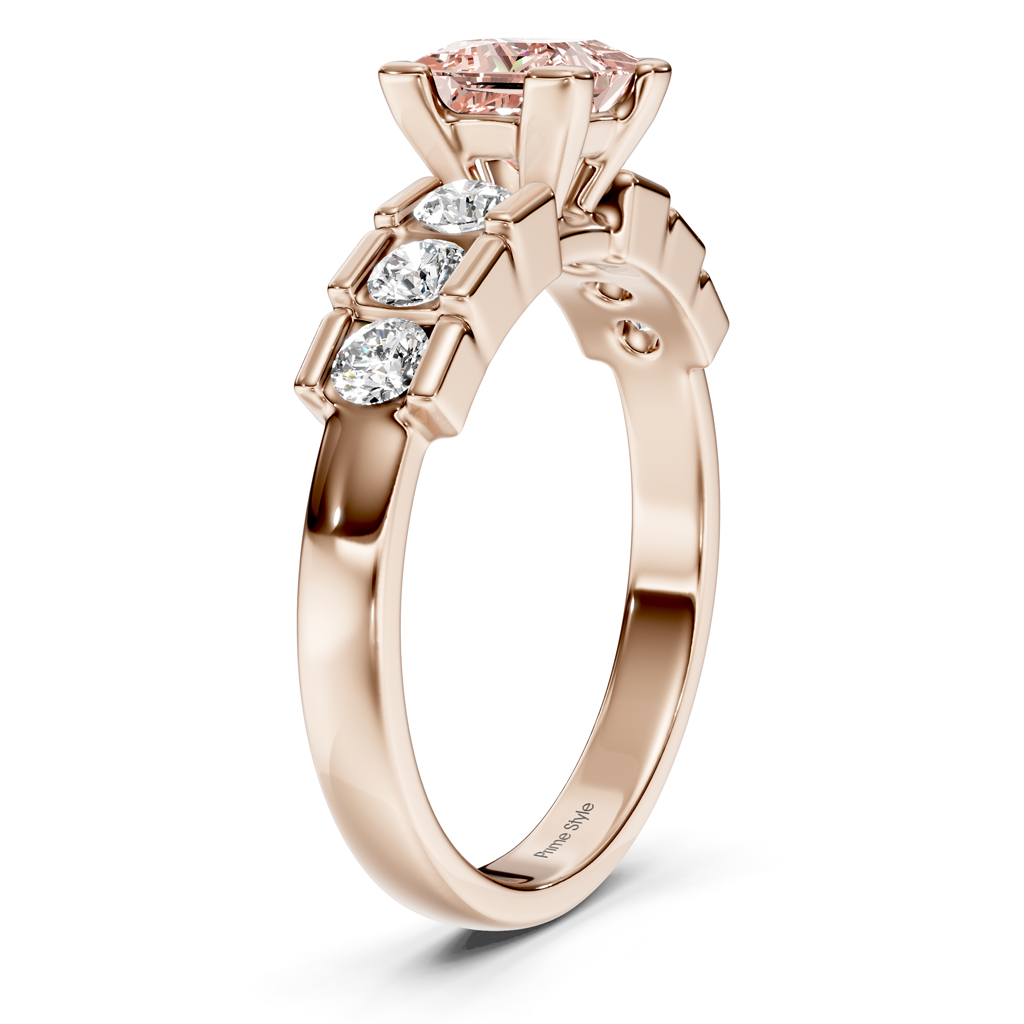 1.60-4.60 CT Princess & Round Cut Fancy Pink Diamonds - Engagement Ring