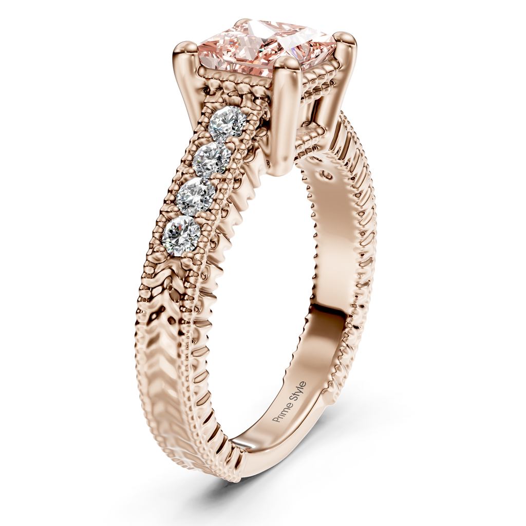 1.30-4.30 CT Princess & Round Cut Fancy Pink Diamonds - Engagement Ring